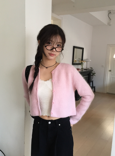 [MODIMOOD] Pori Angora Cropped Daily Cardigan