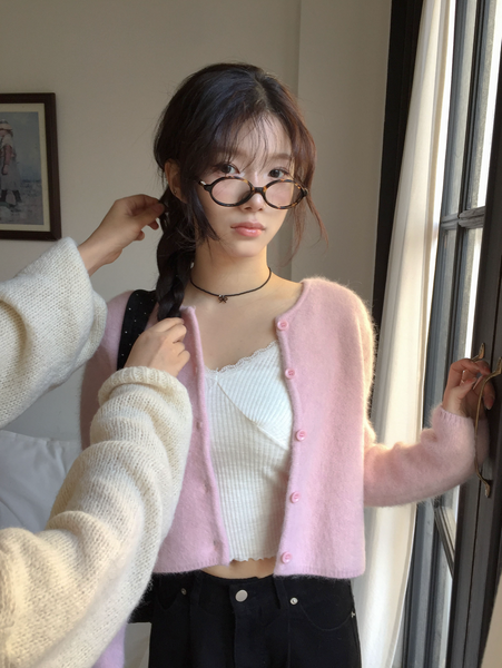 [MODIMOOD] Pori Angora Cropped Daily Cardigan