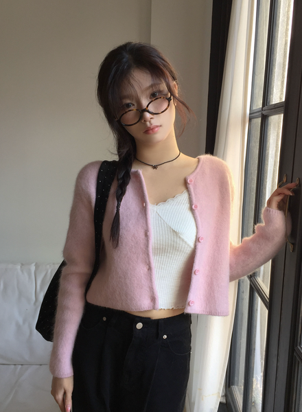 [MODIMOOD] Pori Angora Cropped Daily Cardigan