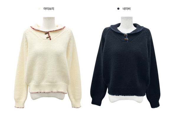 [MODIMOOD] Vintage and Tteokbokki Stitch Collar Knitwear