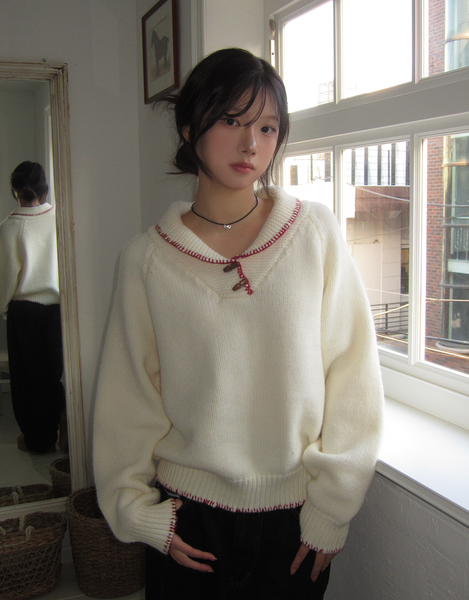 [MODIMOOD] Vintage and Tteokbokki Stitch Collar Knitwear