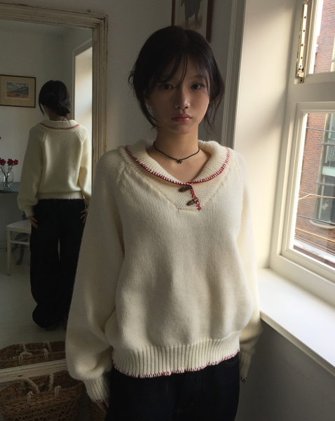 [MODIMOOD] Vintage and Tteokbokki Stitch Collar Knitwear