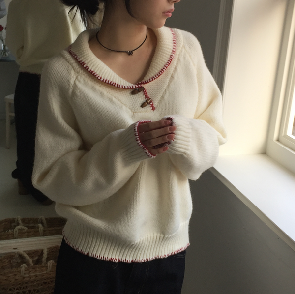 [MODIMOOD] Vintage and Tteokbokki Stitch Collar Knitwear