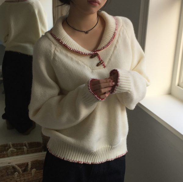 [MODIMOOD] Vintage and Tteokbokki Stitch Collar Knitwear