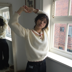 [MODIMOOD] Vintage and Tteokbokki Stitch Collar Knitwear