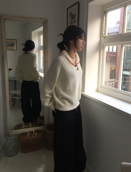 [MODIMOOD] Vintage and Tteokbokki Stitch Collar Knitwear