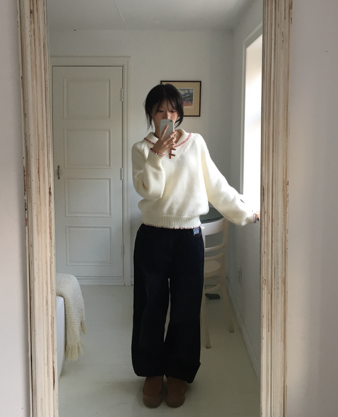 [MODIMOOD] Vintage and Tteokbokki Stitch Collar Knitwear