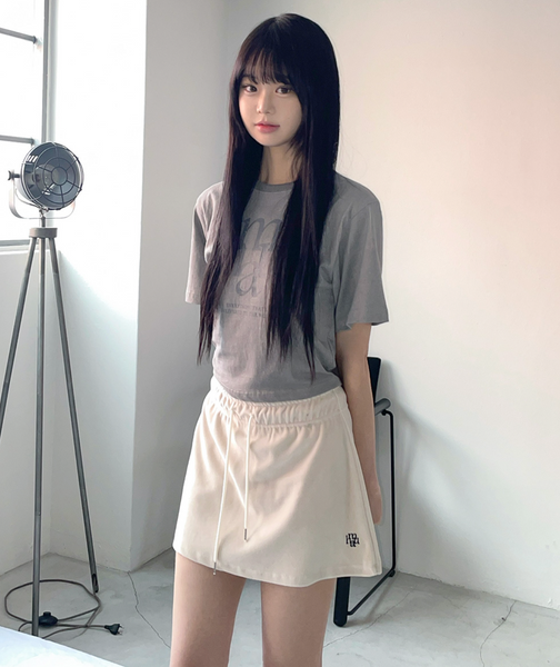 [muahmuah] Pigment Cropped Short-sleeved Shirt (Grey)