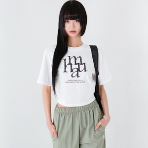 [muahmuah] Pigment Cropped Short-sleeved Shirt (White)