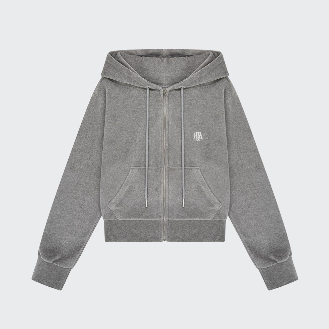 [muahmuah] Velour Training Hooded Zip-Up (Gray)