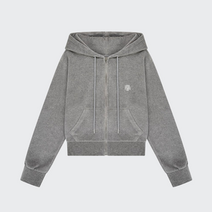 [muahmuah] Velour Training Hooded Zip-Up (Gray)