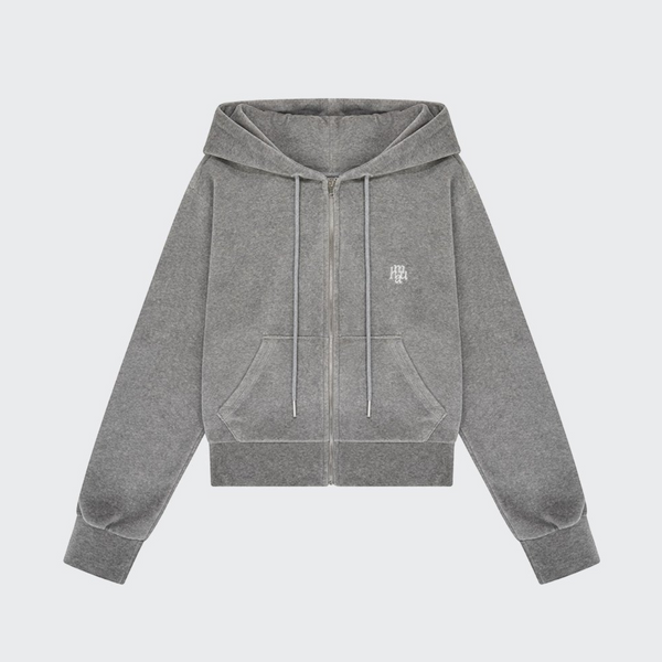 [muahmuah] Velour Training Hooded Zip-Up (Gray)