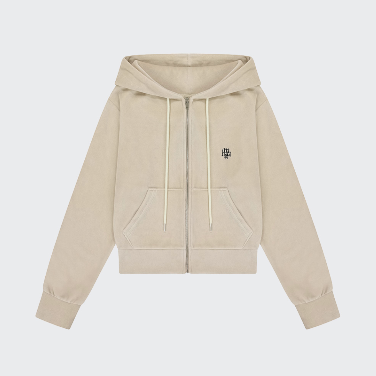 [muahmuah] Velour Training Hooded Zip-Up (Beige)