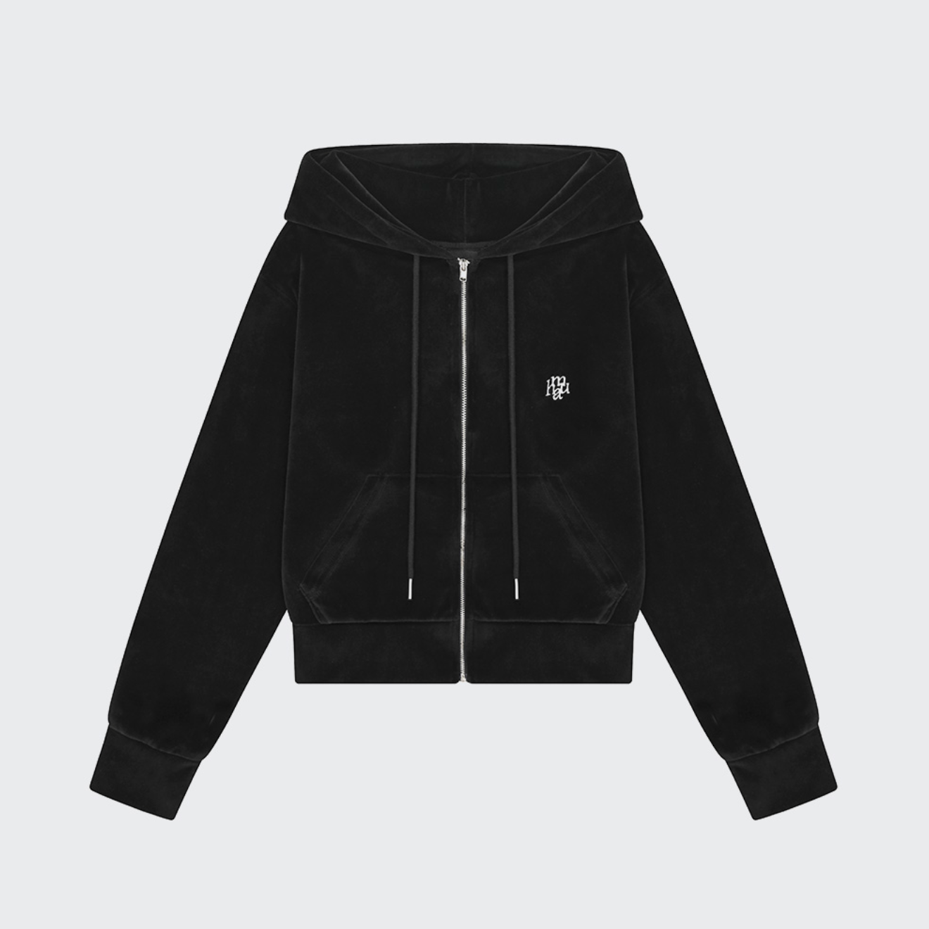 [muahmuah] Velour Training Hooded Zip-Up (Black)