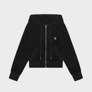 [muahmuah] Velour Training Hooded Zip-Up (Black)