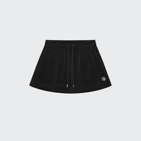 [muahmuah] Velour Training Hooded Skirt (Black)