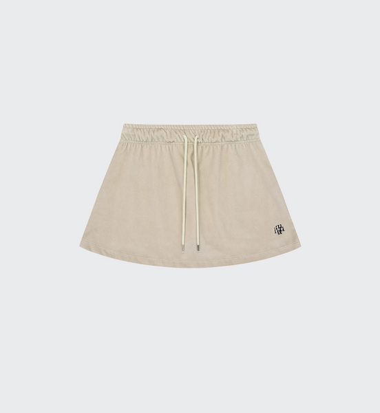 [muahmuah] Velour Training Hooded Skirt (Beige)