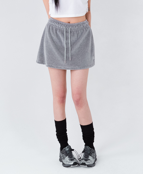 [muahmuah] Velour Training Hooded Skirt (Grey)