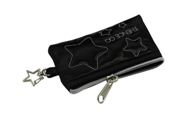 [THENCE] Glossy Stitch Wallet Black