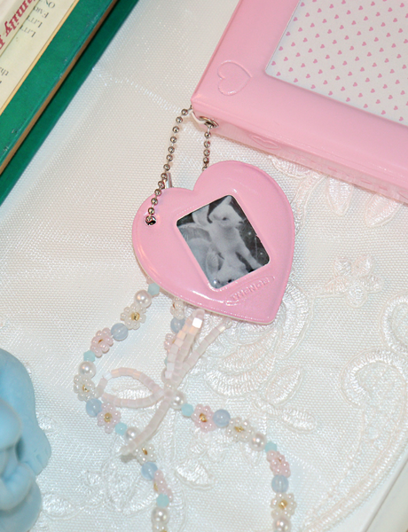 [THENCE] Glossy Photo Frame Key Holder Pink Heart