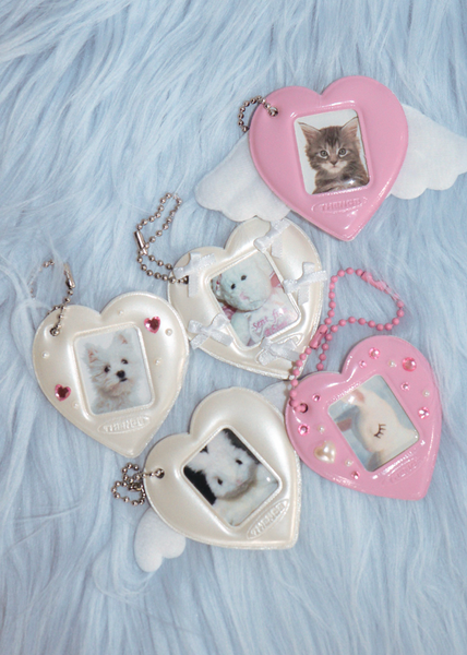 [THENCE] Glossy Photo Frame Key Holder Pink Heart