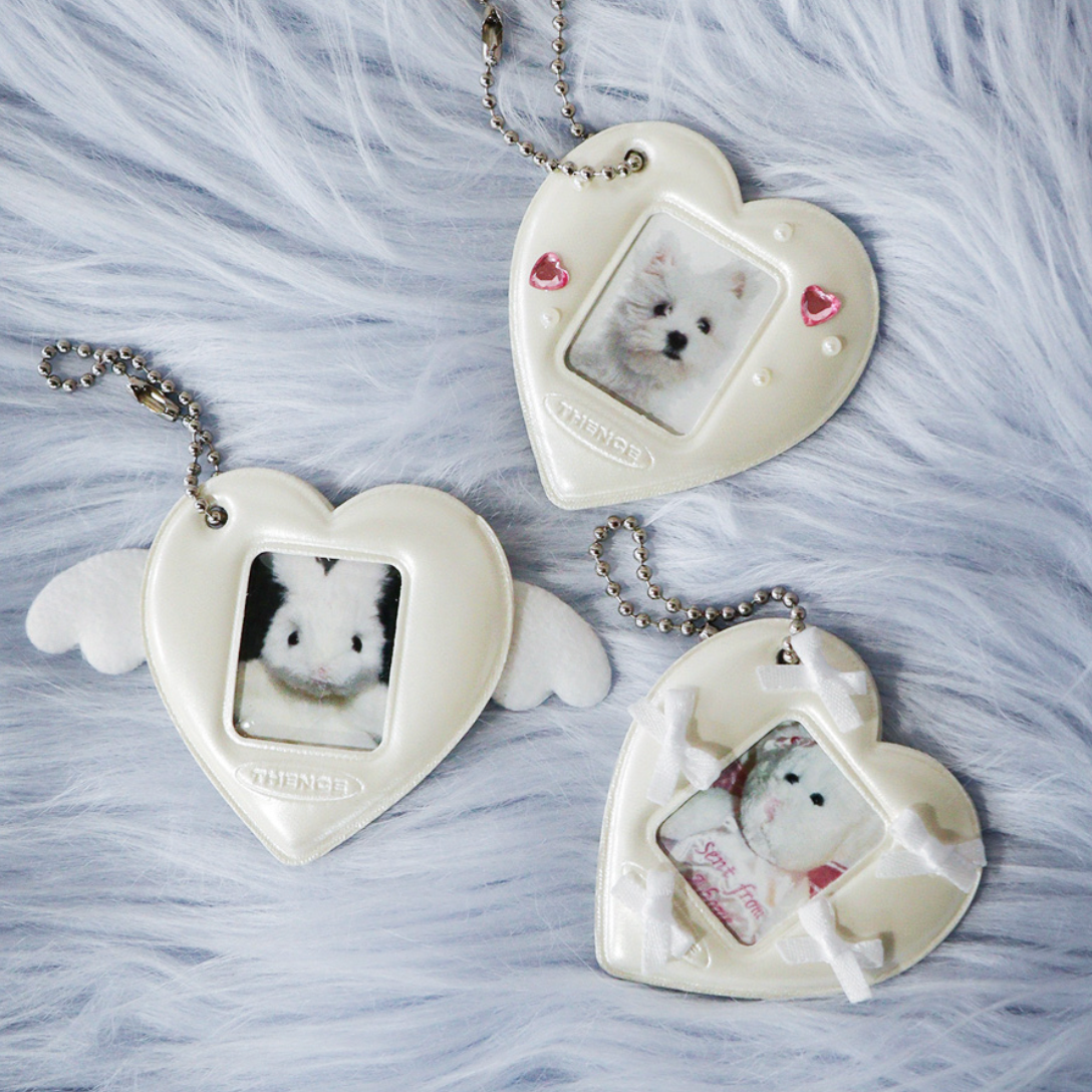 [THENCE] Glossy Photo Frame Key Holder Cream Heart