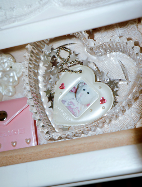 [THENCE] Glossy Photo Frame Key Holder Cream Heart