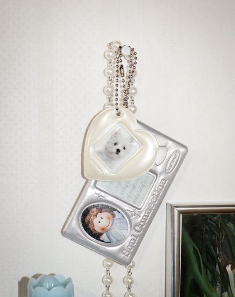 [THENCE] Glossy Photo Frame Key Holder Cream Heart