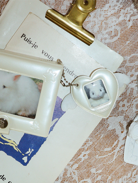 [THENCE] Glossy Photo Frame Key Holder Cream Heart