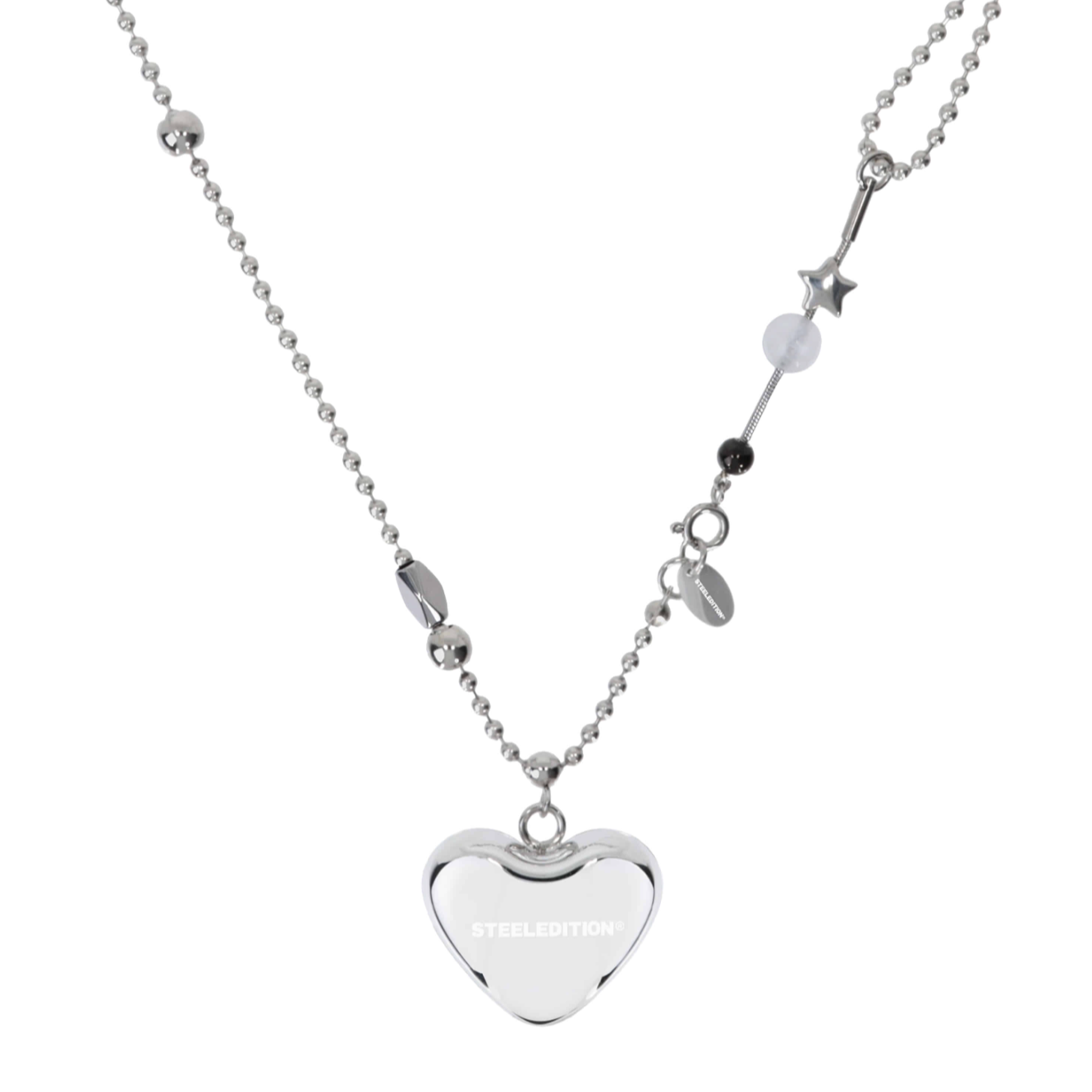 [STEELEDITION] Volume Heart Sliding Ball Necklace