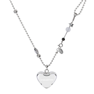 [STEELEDITION] Volume Heart Sliding Ball Necklace