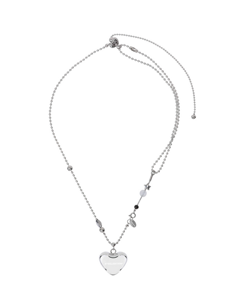 [STEELEDITION] Volume Heart Sliding Ball Necklace