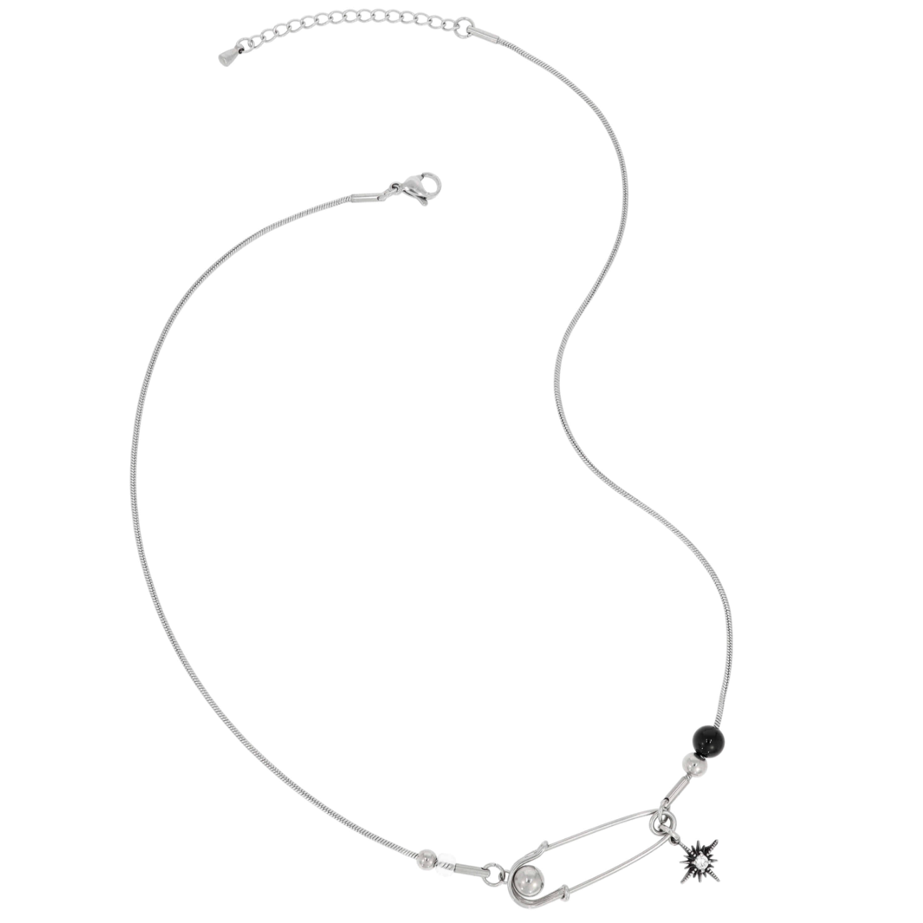 [STEELEDITION] Cubic Star Safety Pin Necklace