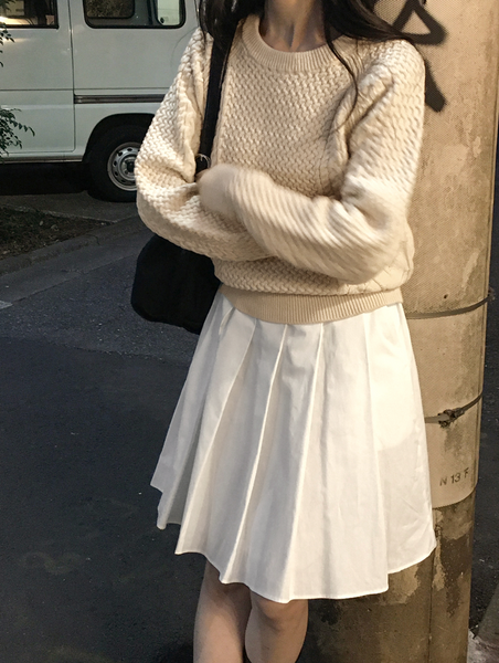 [98°C] Pleats Midi Skirt