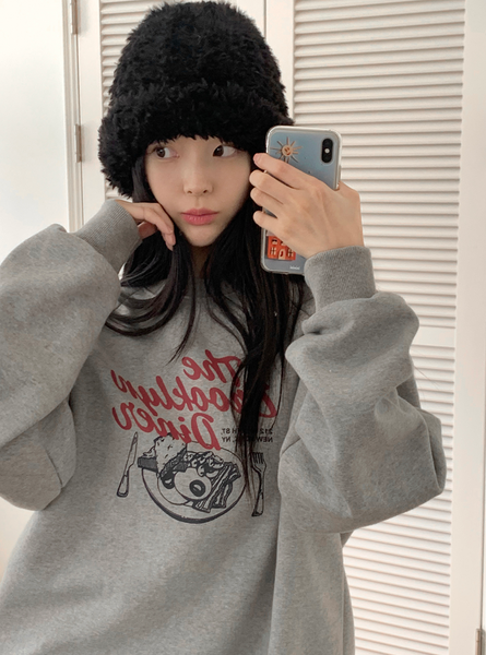 [98°C] Dining Printed Fleece Sweatshirt