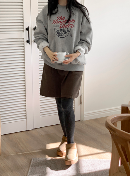 [98°C] Dining Printed Fleece Sweatshirt