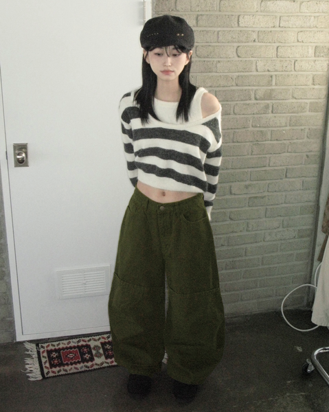 [Unbutty] Knee Pintuck Wide Cotton Pants