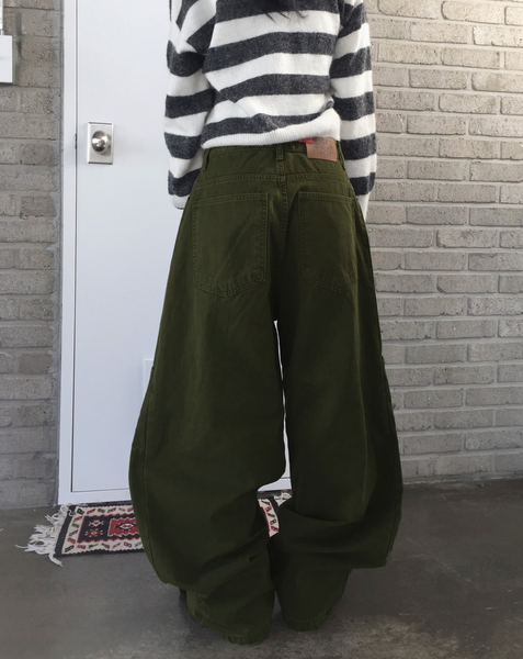 [Unbutty] Knee Pintuck Wide Cotton Pants