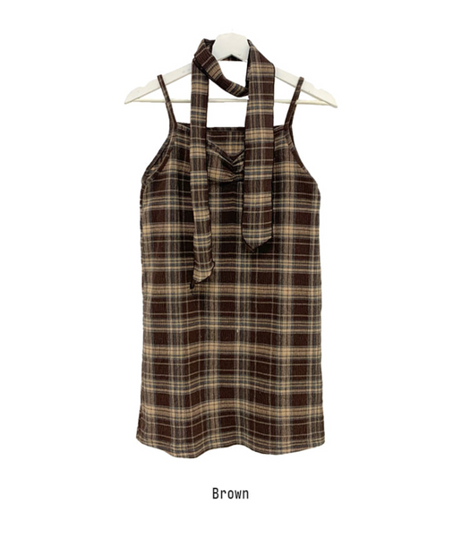 [Unbutty] Heart Checkered Sleeveless OPS