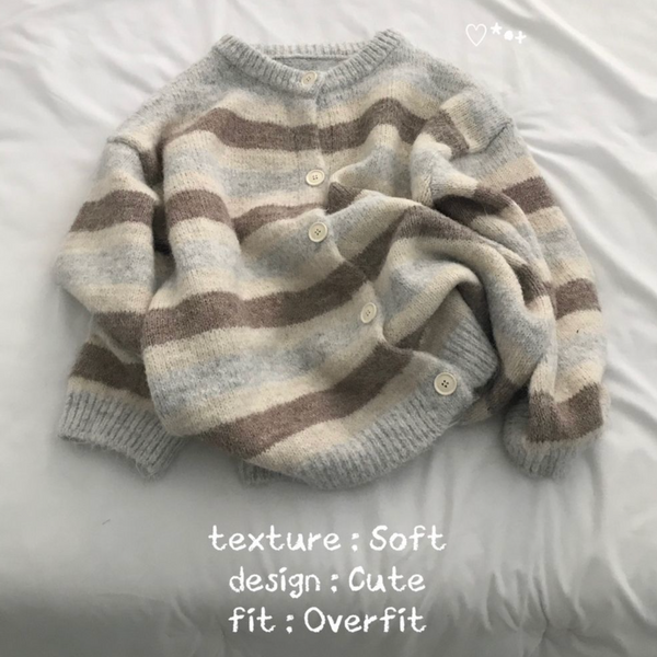 [ONEGREEN] Soft Stripe Wool Cardigan