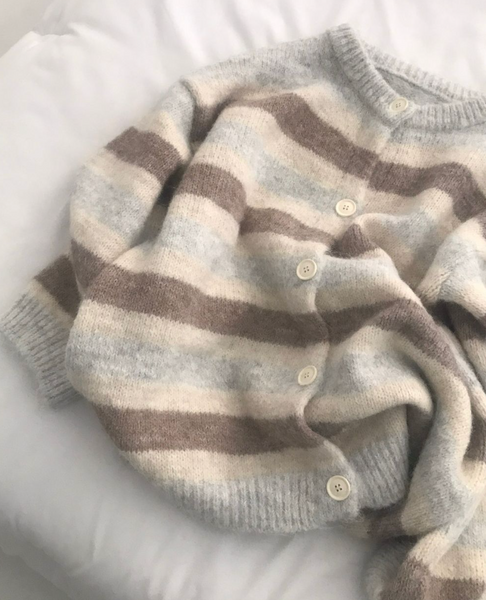 [ONEGREEN] Soft Stripe Wool Cardigan