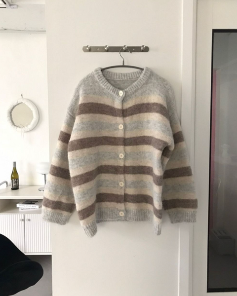 [ONEGREEN] Soft Stripe Wool Cardigan