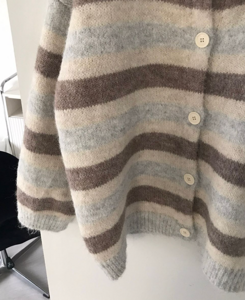 [ONEGREEN] Soft Stripe Wool Cardigan