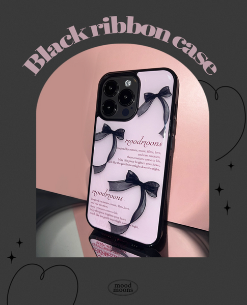 [moodmoons] Black Ribbon Epoxy Phone Case