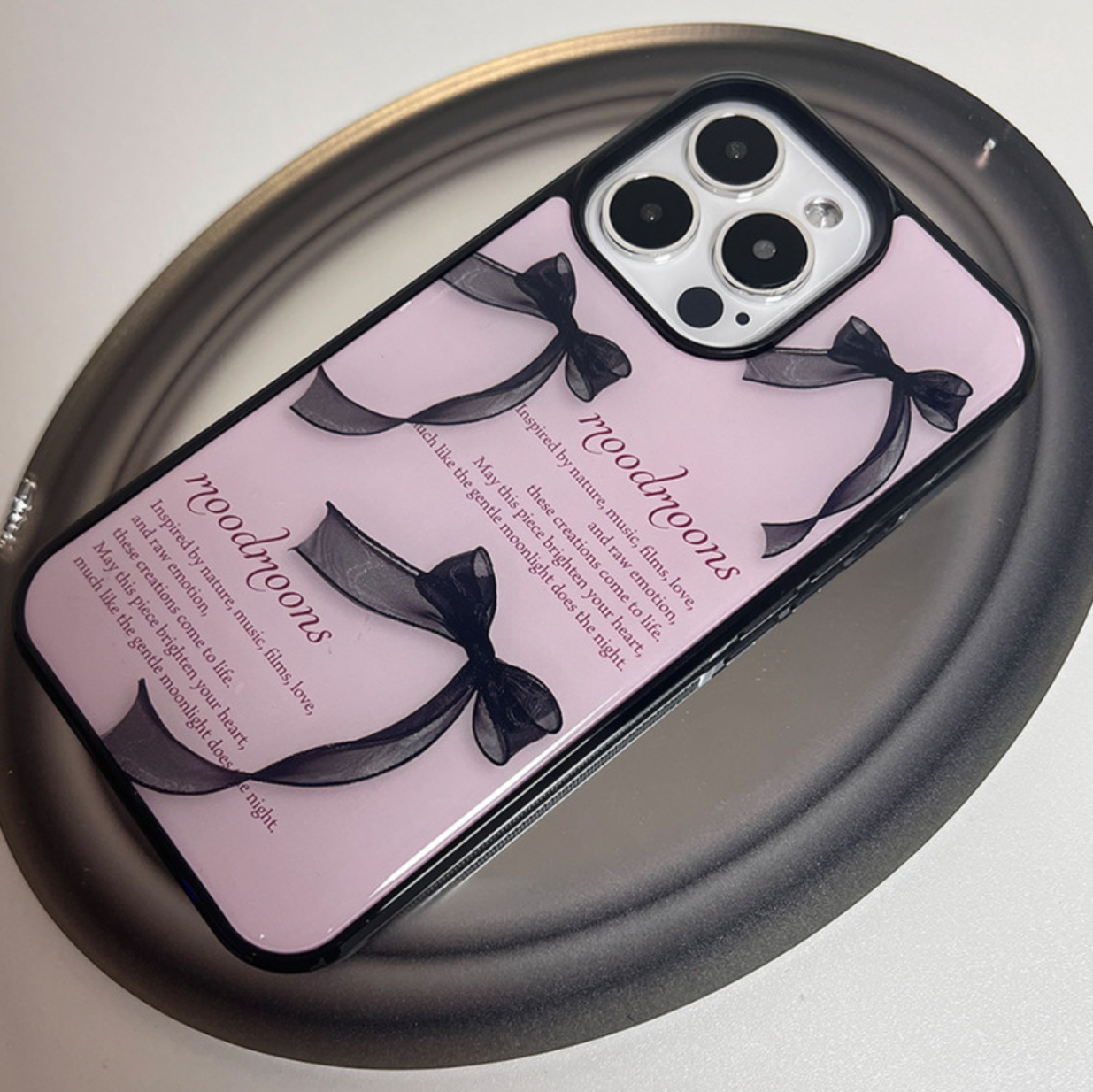 [moodmoons] Black Ribbon Epoxy Phone Case