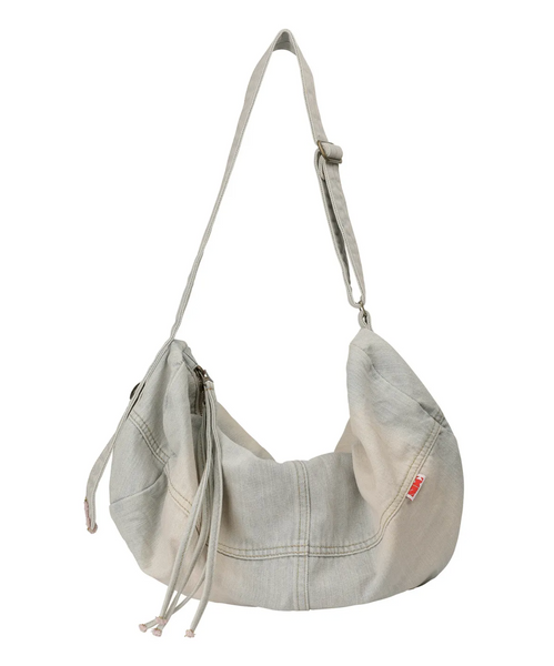 [SCULPTOR] Vintage Brushed Denim Duffel Bag Ice Pink