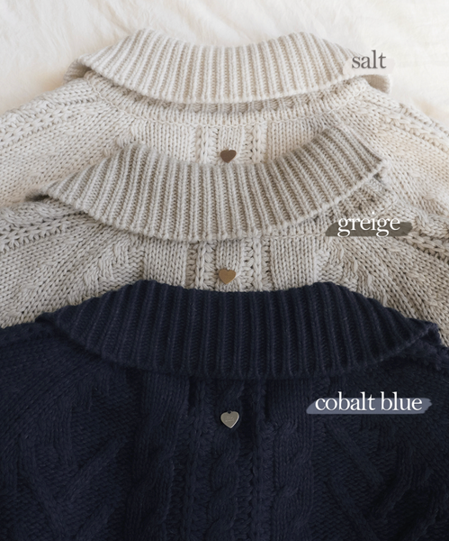 [SLOWAND] # SLOWMADE Salted Back Point Cable Cardigan