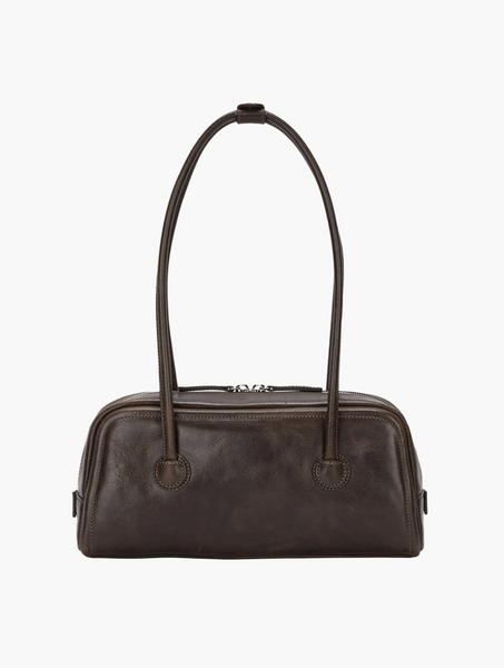 [MARGESHERWOOD] SOFT BAGUETTE BAG Washed Brown Pull-up