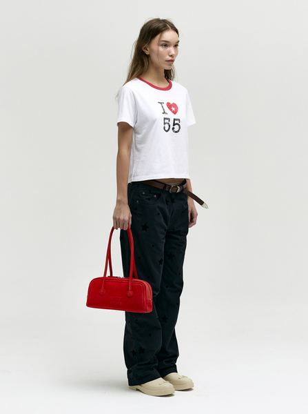 [MARGESHERWOOD] SOFT BAGUETTE BAG Red Suede