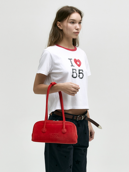 [MARGESHERWOOD] SOFT BAGUETTE BAG Red Suede